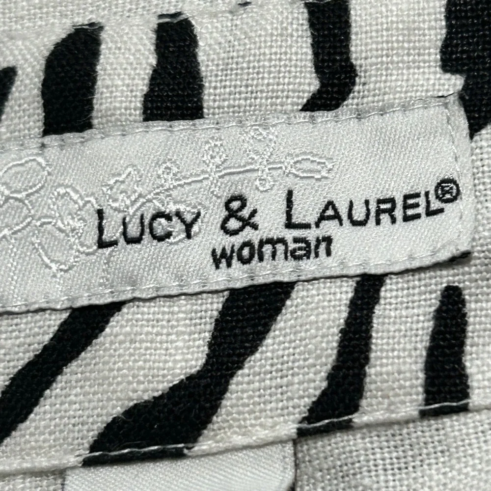 Lucy & Laurel Woman Zebra Print 100% Linen Jacket Black White Plus Size 1X‎ - Picture 7 of 9
